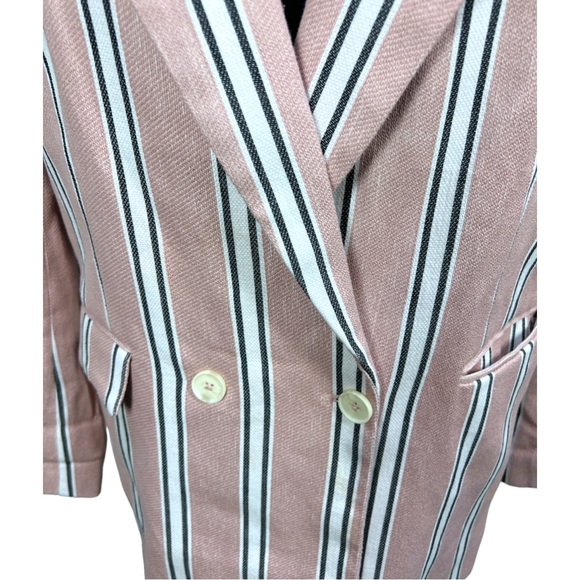 Free People Uptown Girl Striped Cotton Blazer In Rose Size Medium - Picture 9 of 14